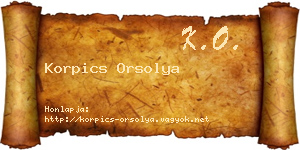 Korpics Orsolya névjegykártya